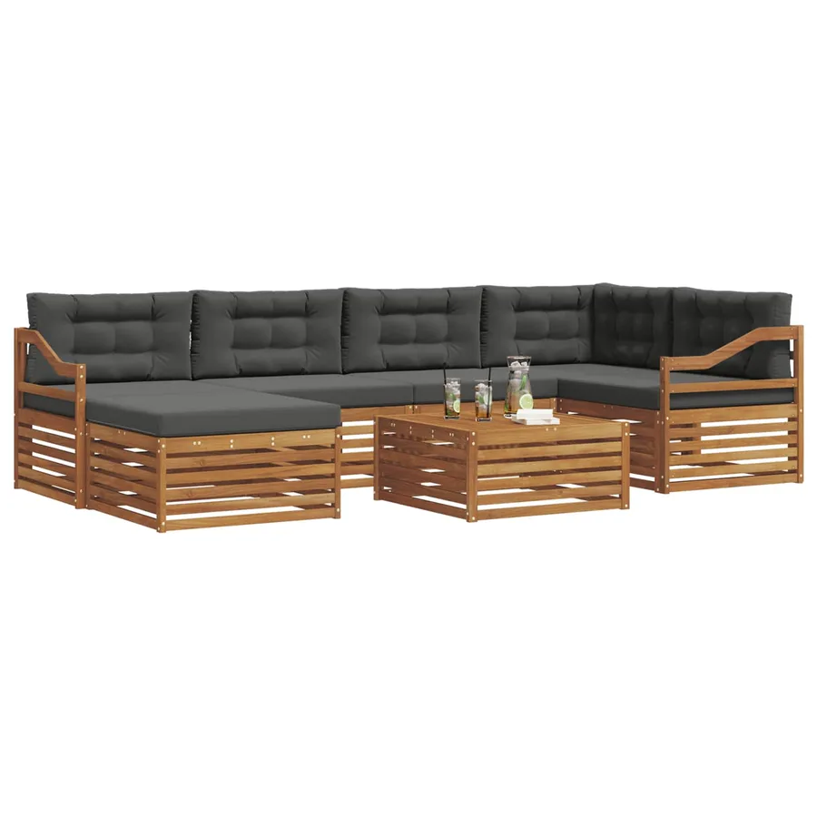 Ensemble de canapés d'extérieur 7 pcs Naturel et Anthracite - 3