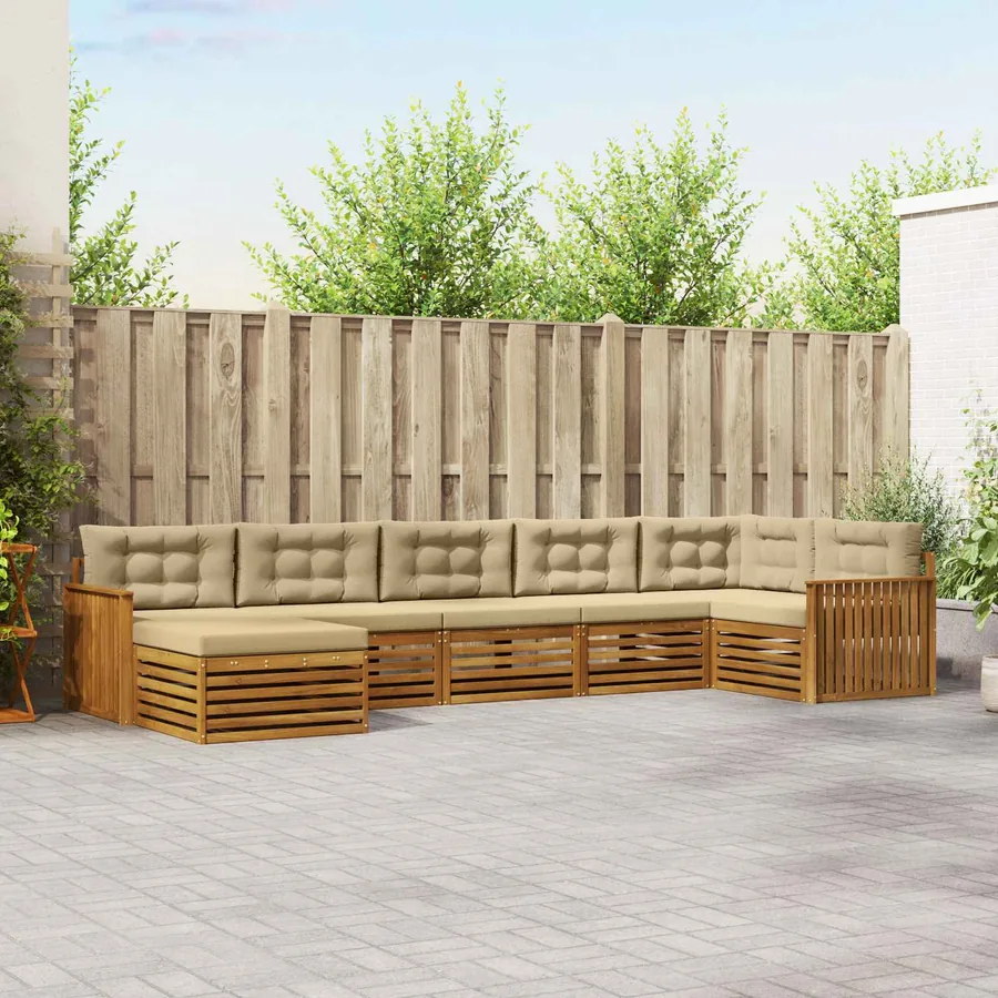 Ensemble de canapés d'extérieur 7 pcs Naturel et Beige