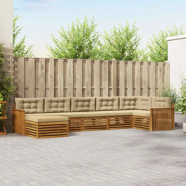 Ensemble de canapés d'extérieur 7 pcs Naturel et Beige