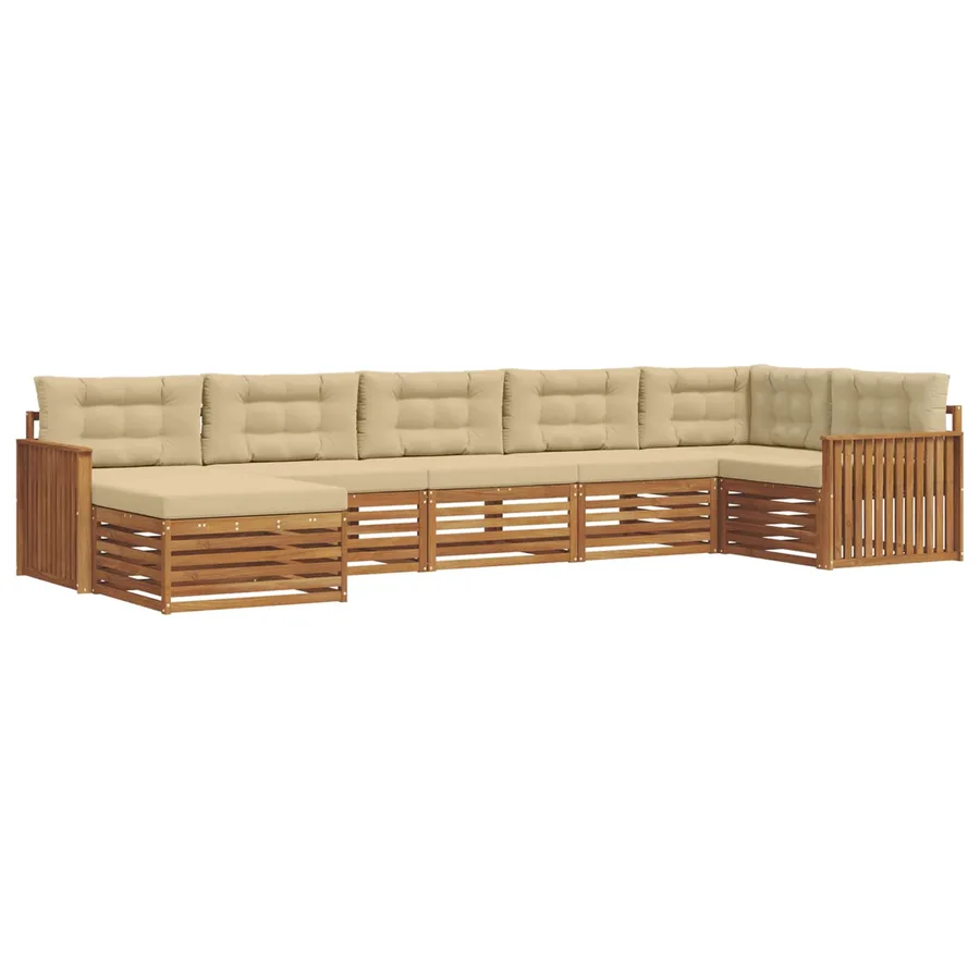 Ensemble de canapés d'extérieur 7 pcs Naturel et Beige - 2