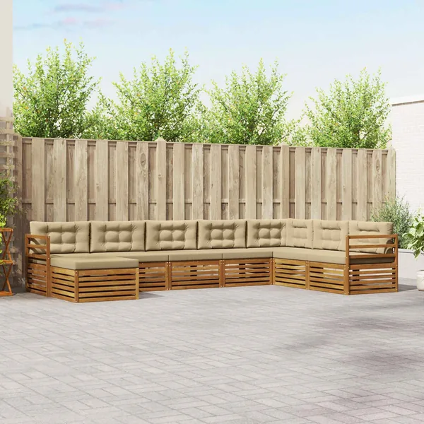 Ensemble de canapés d'extérieur 8 pcs Naturel et Beige