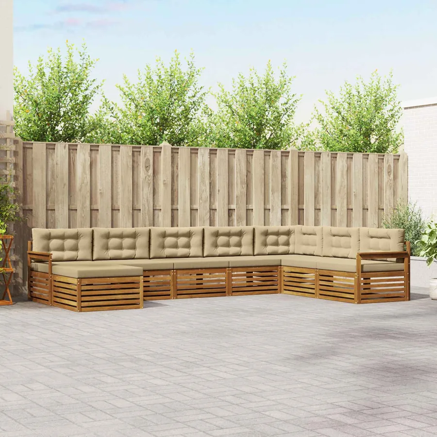 Ensemble de canapés d'extérieur 8 pcs Naturel et Beige