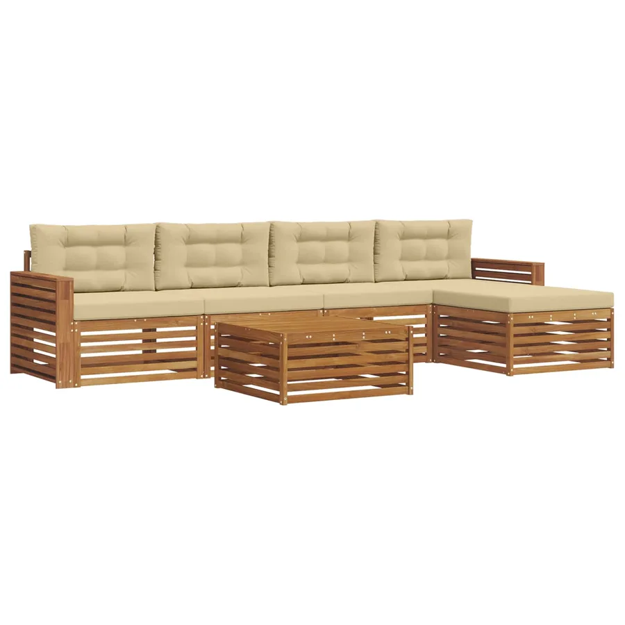 Ensemble de canapés d'extérieur 6 pcs Naturel et Beige - 2