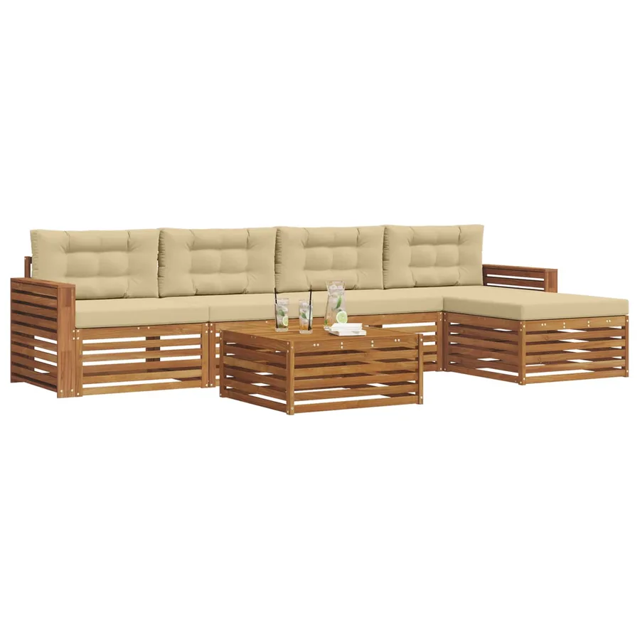 Ensemble de canapés d'extérieur 6 pcs Naturel et Beige - 3
