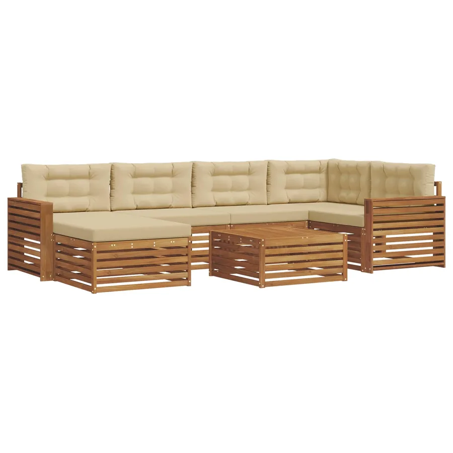 Ensemble de canapés d'extérieur 7 pcs Naturel et Beige - 2