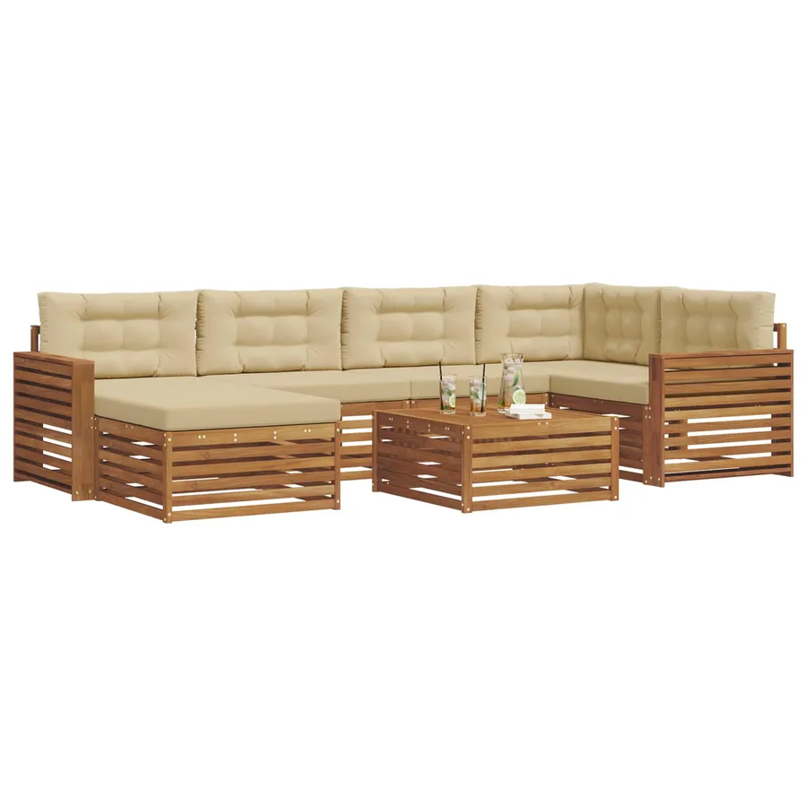 Ensemble de canapés d'extérieur 7 pcs Naturel et Beige - 3