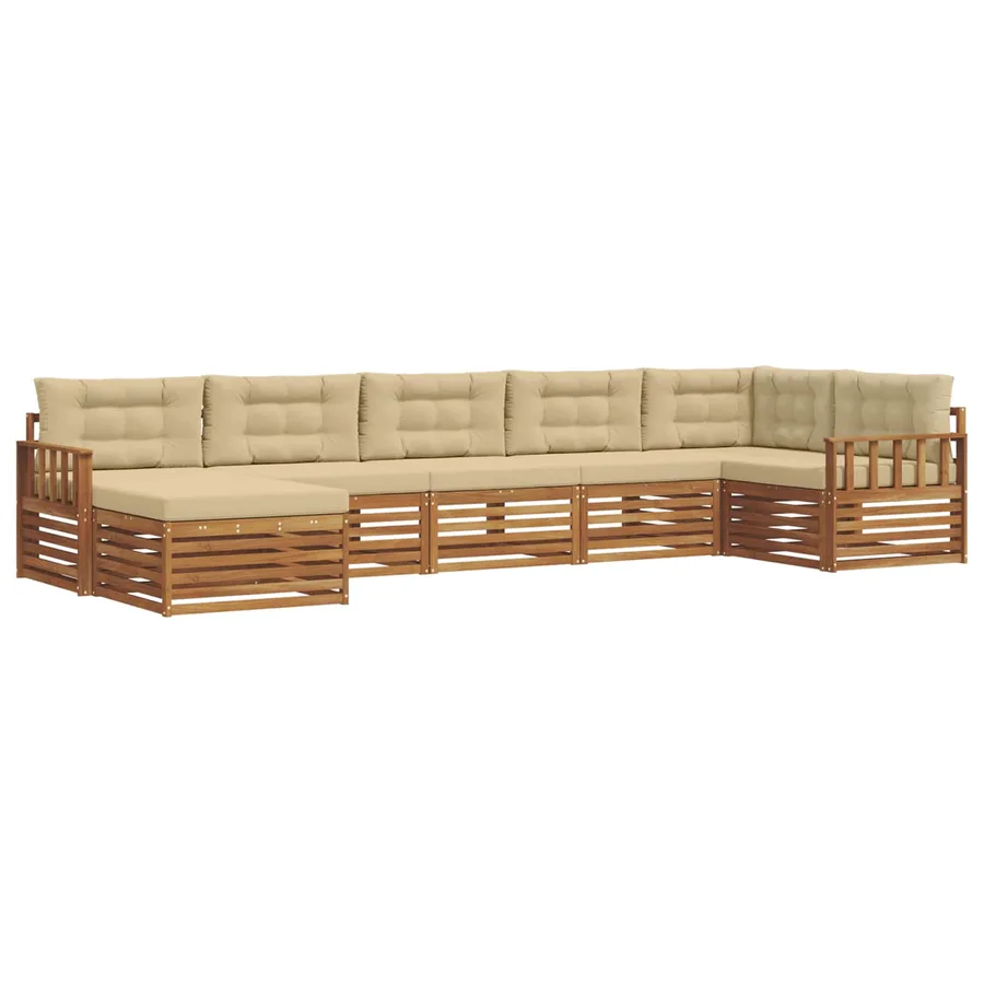 Ensemble de canapés d'extérieur 7 pcs Naturel et Beige - 2
