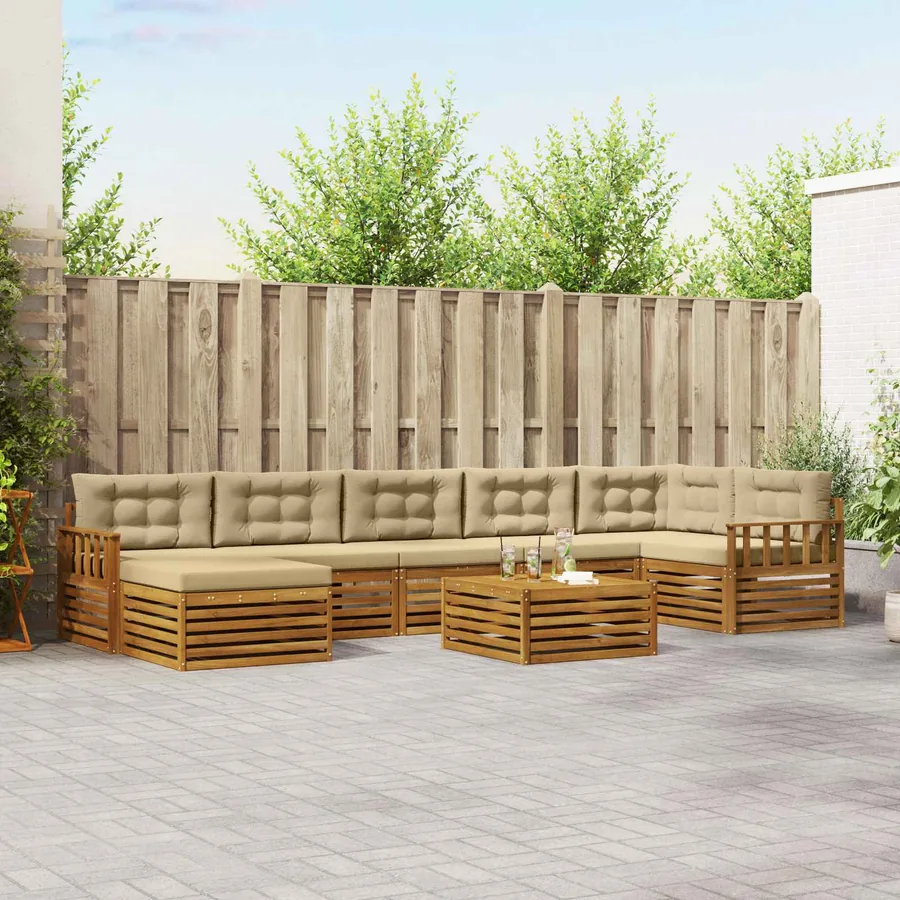 Ensemble de canapés d'extérieur 8 pcs Naturel et Beige