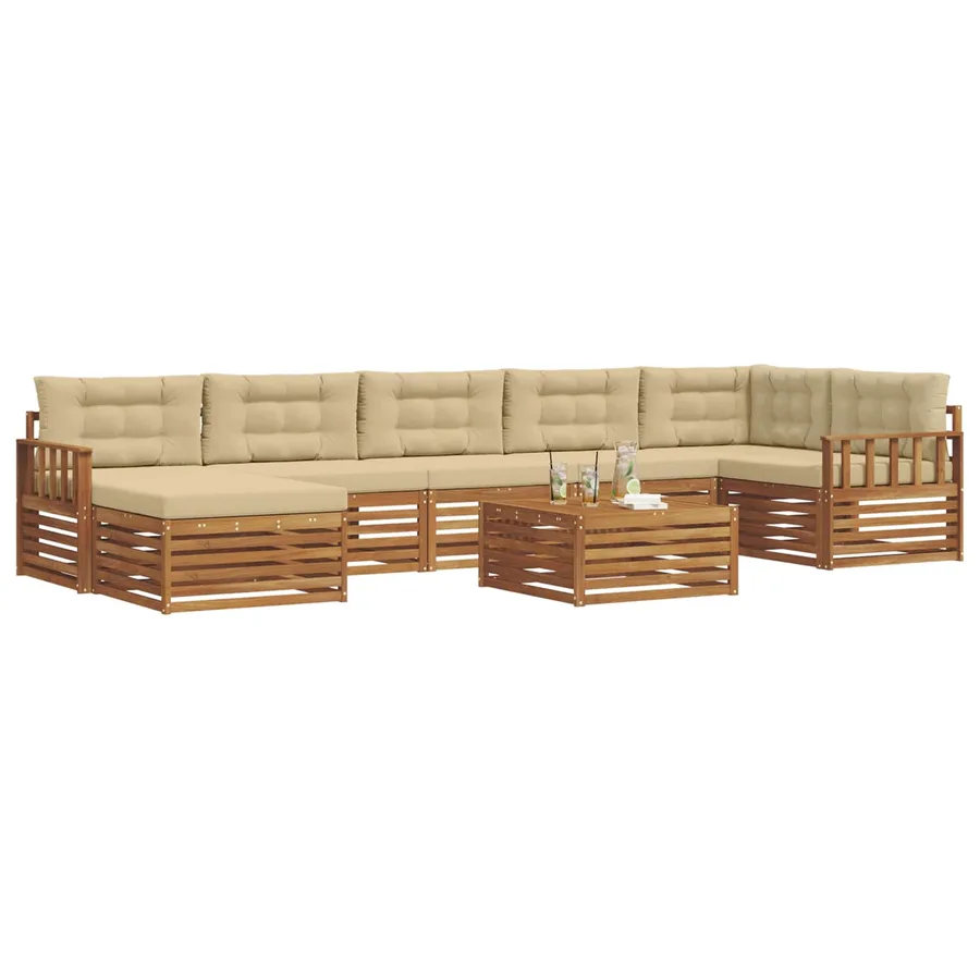 Ensemble de canapés d'extérieur 8 pcs Naturel et Beige - 3