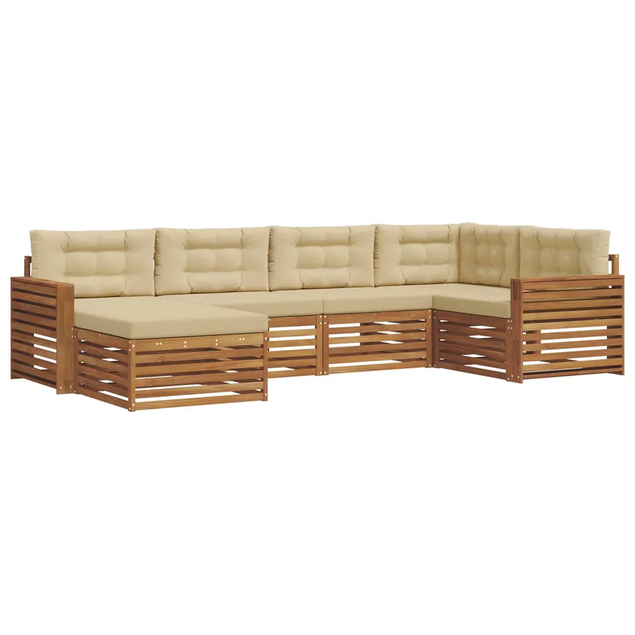 Ensemble de canapés d'extérieur 6 pcs Naturel et Beige - 2