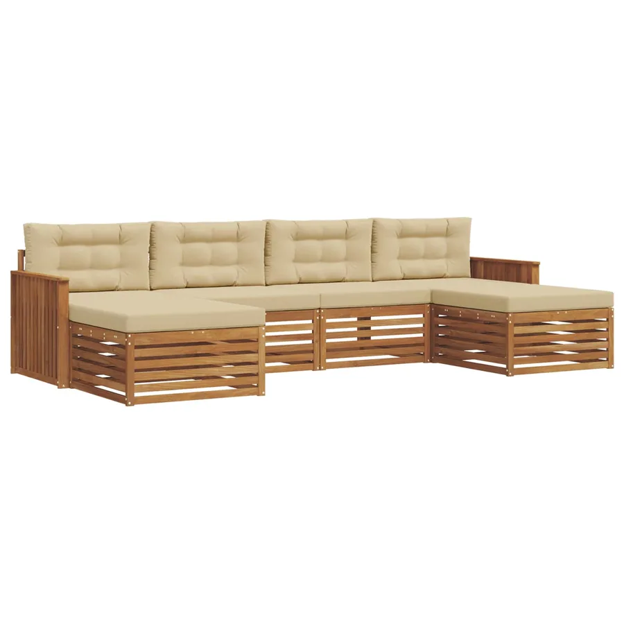 Ensembles de canapés avec coussin 6 pcs Naturel et Beige - 2