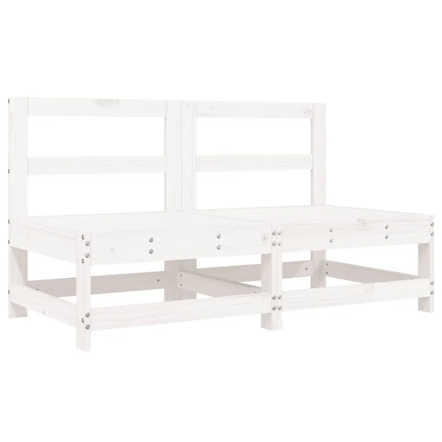 Salon de jardin 6 pcs Blanc Bois de pin massif - 3