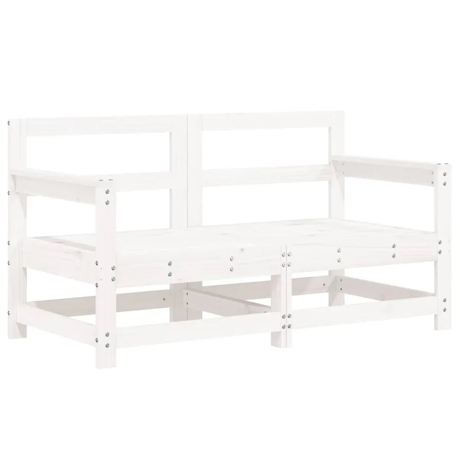 Salon de jardin 6 pcs Blanc Bois de pin massif - 4