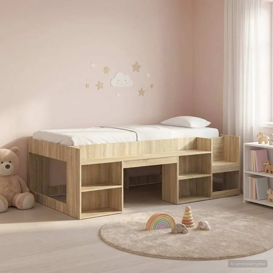 Cadre de lit pour enfants avec rangement Chêne Sonoma