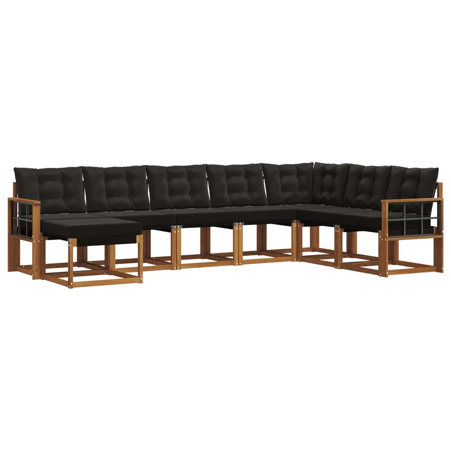 Ensemble de canapés d'extérieur 8 pcs Naturel et Noir - 2