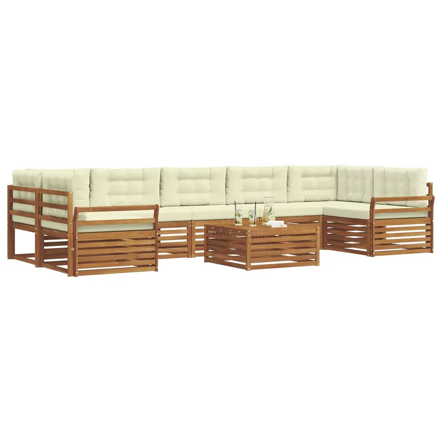 Ensemble de canapés d'extérieur 8 pcs Naturel et Crème - 3