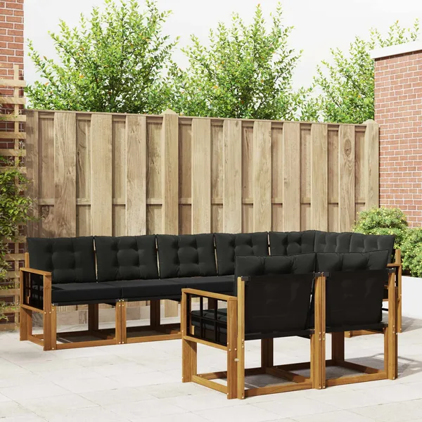Ensemble de canapés d'extérieur 8 pcs Naturel et Noir