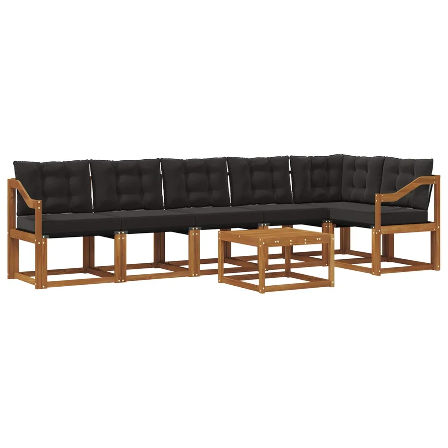 Ensemble de canapés d'extérieur 7 pcs Naturel et Noir - 2