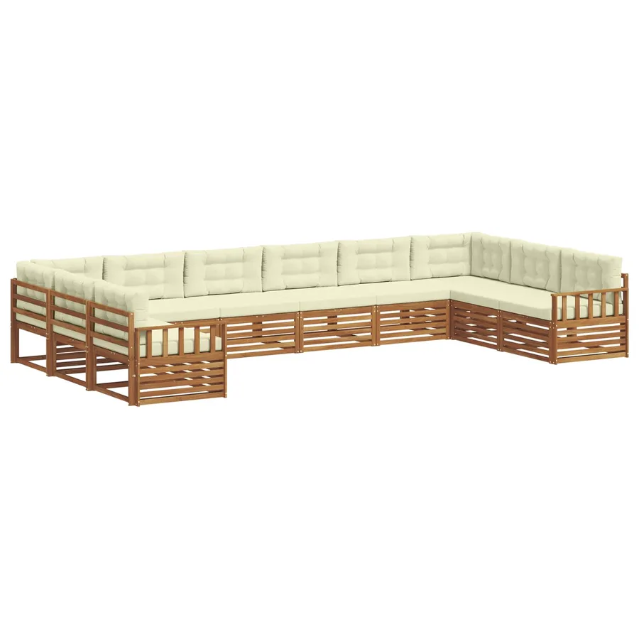 Ensembles de canapés 6 pc Naturel et Crème Bois d'Acacia Massif - 2