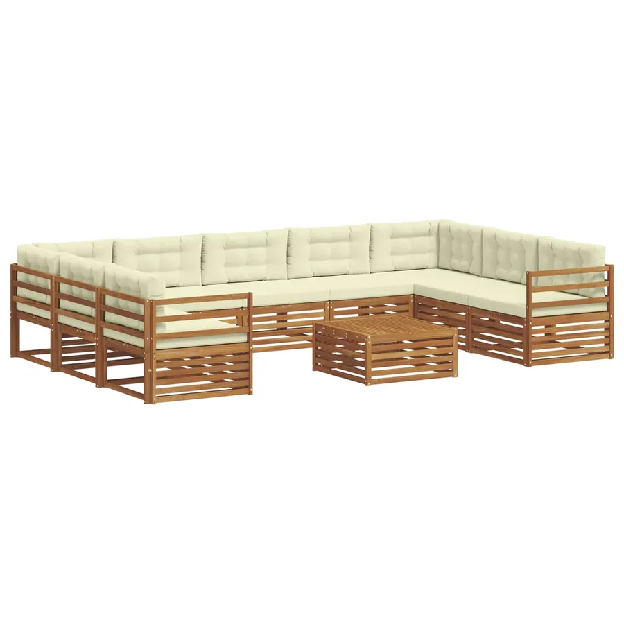 Ensemble de canapés d'extérieur 10 pcs Naturel et Crème - 2