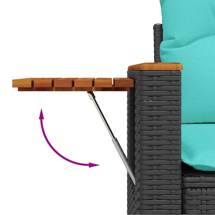 Ensemble de canapés de jardin 11 pcs et coussins rotin acacia - 14