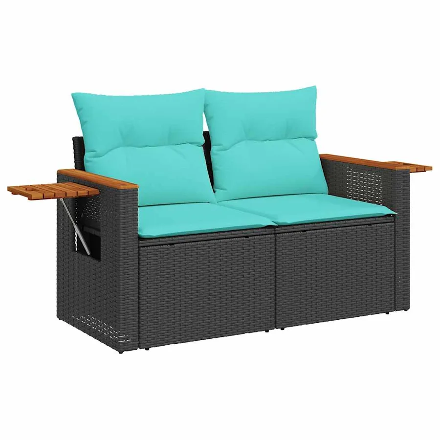 Ensemble de canapés de jardin 11 pcs et coussins rotin acacia - 4