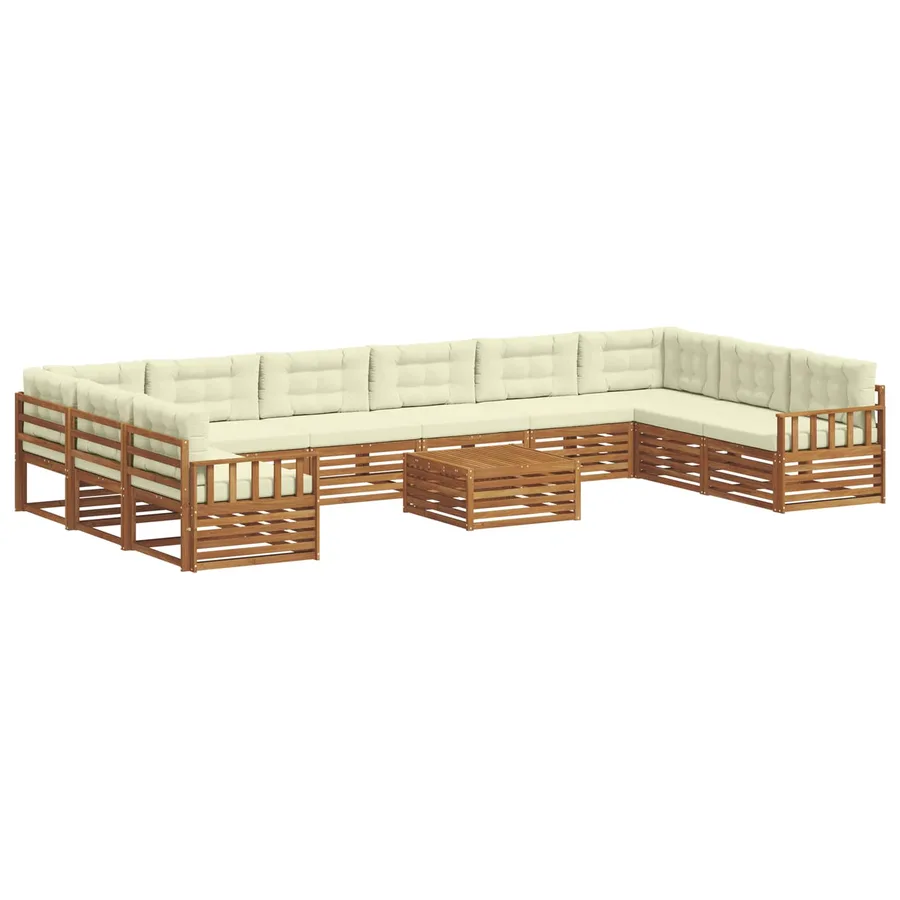 Ensembles de canapés avec coussin 11 pcs Naturel et Crème - 2