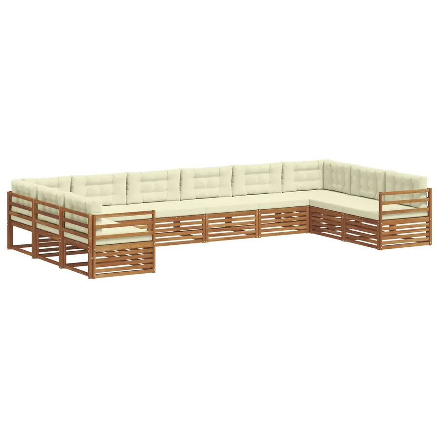 Ensembles de canapés 3 pc Naturel et Crème Bois d'Acacia Massif - 2