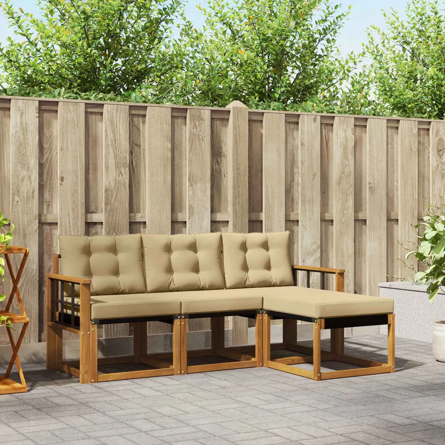 Ensemble de canapés d'extérieur 4 pcs Naturel et Beige