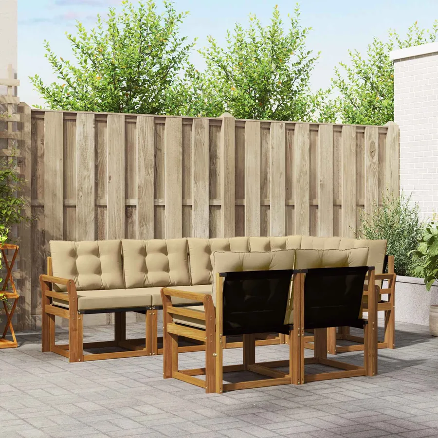 Ensemble de canapés d'extérieur 7 pcs Naturel et Beige