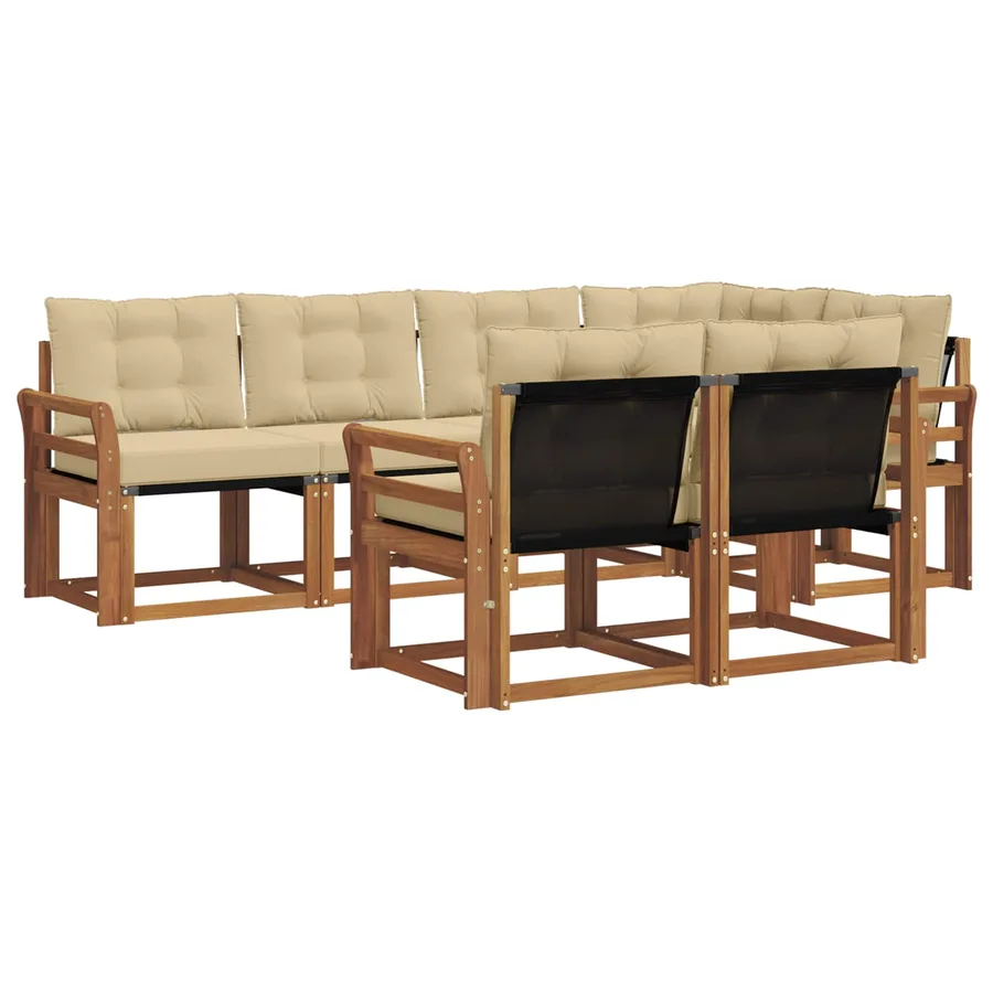 Ensemble de canapés d'extérieur 7 pcs Naturel et Beige - 2