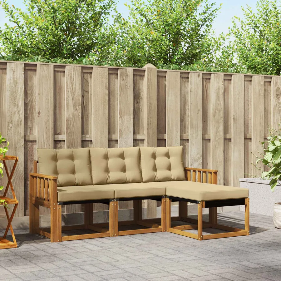 Ensemble de canapés d'extérieur 4 pcs Naturel et Beige