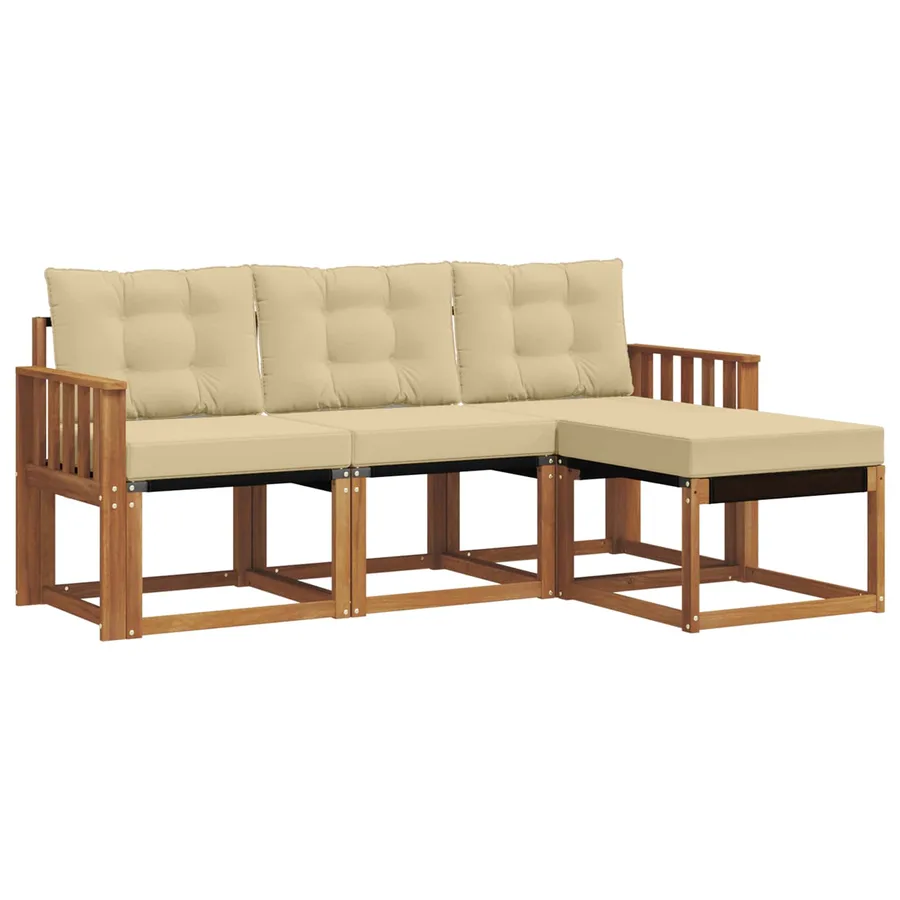 Ensemble de canapés d'extérieur 4 pcs Naturel et Beige - 2