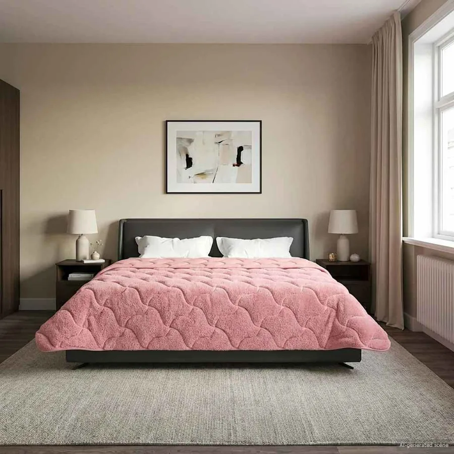 Duvet d'hiver Rose 200 x 240 cm Microfibre et polaire Teddy