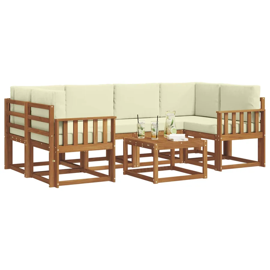Ensemble de canapés d'extérieur 7 pcs Naturel et Crème - 3