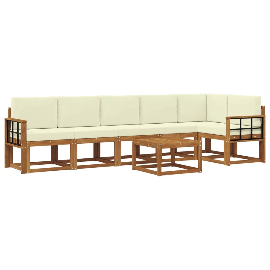 Ensemble de canapés d'extérieur 7 pcs Naturel et Crème - 2