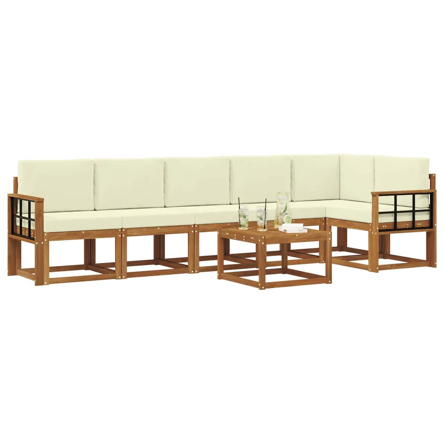 Ensemble de canapés d'extérieur 7 pcs Naturel et Crème - 3
