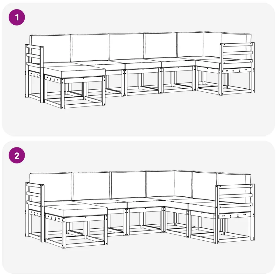 Ensemble de canapés d'extérieur 7 pcs Naturel et Crème - 7