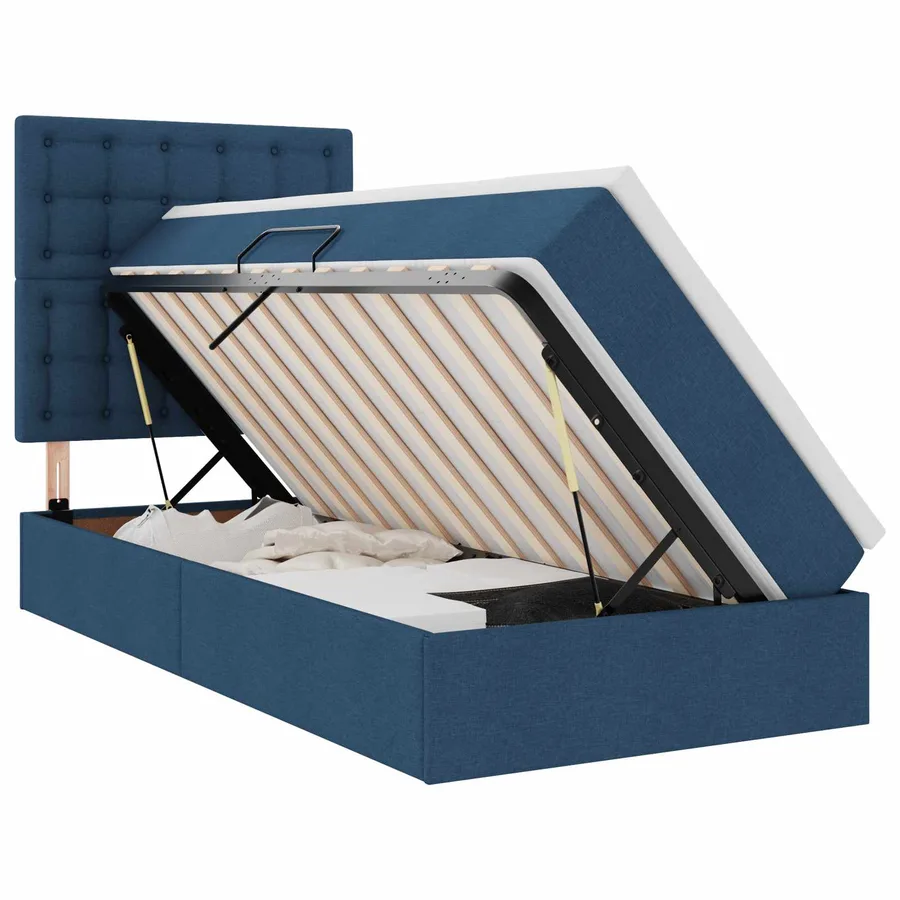 Lit de rangement LED avec matelas Bleu 100 x 200 cm Tissu - 2