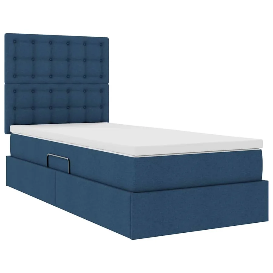 Lit de rangement LED avec matelas Bleu 100 x 200 cm Tissu - 6
