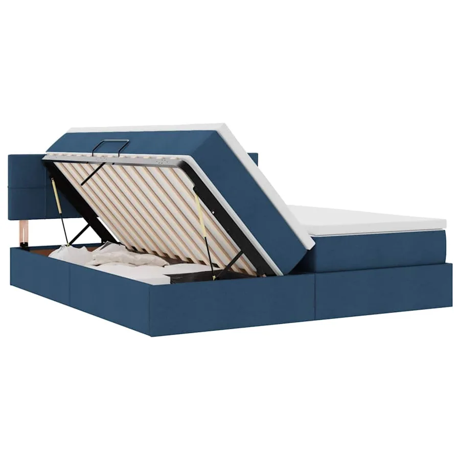 Lit de Rangement Bleu 200 x 200 cm Cuir synthétique - 7