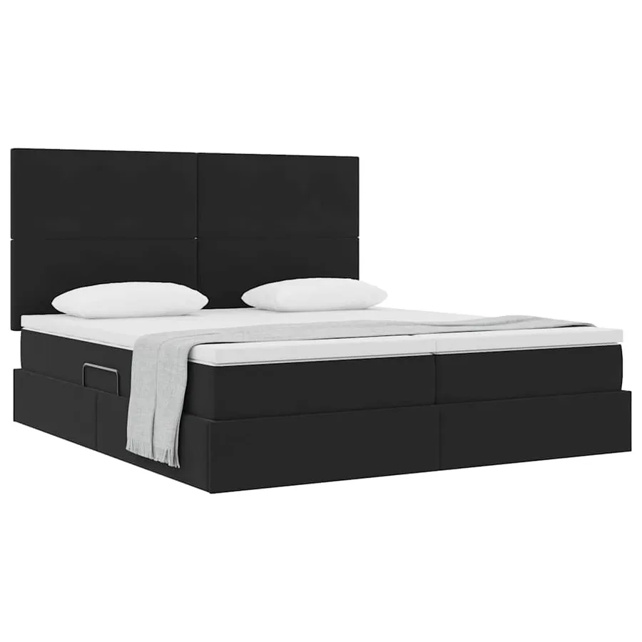 Lit de Rangement avec tête de lit Noir 180 x 200 cm Velours - 3