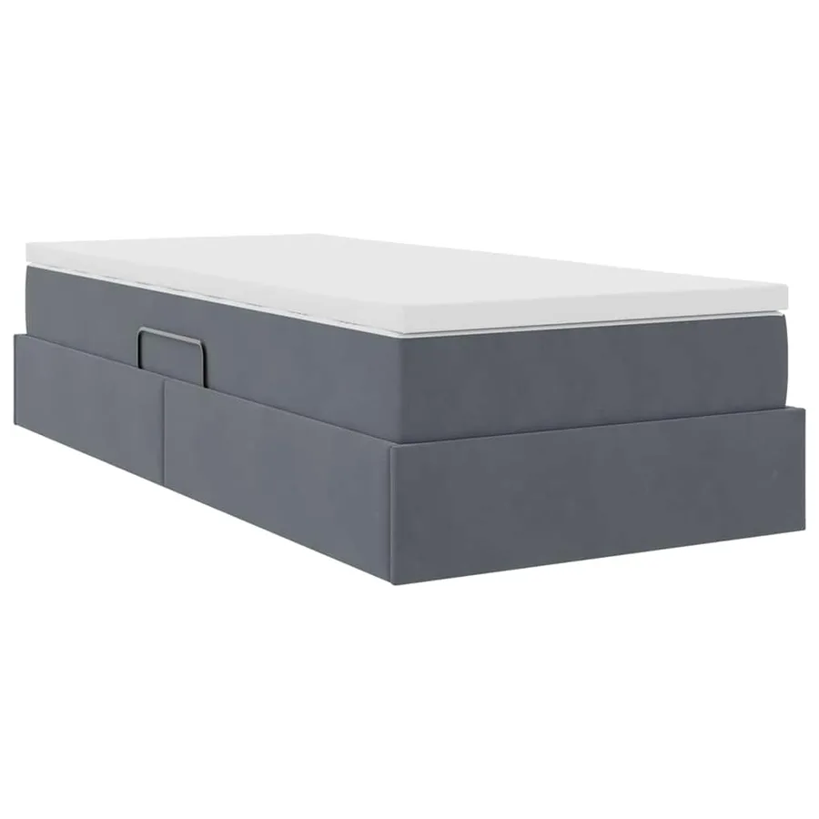 Lit avec rangement et matelas Gris foncé 90 x 190 cm Velours - 8