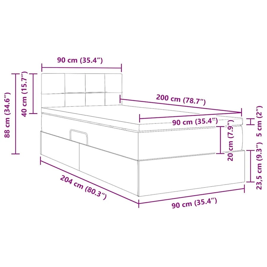 Lit de rangement LED avec matelas Gris clair 90 x 200 cm - 17