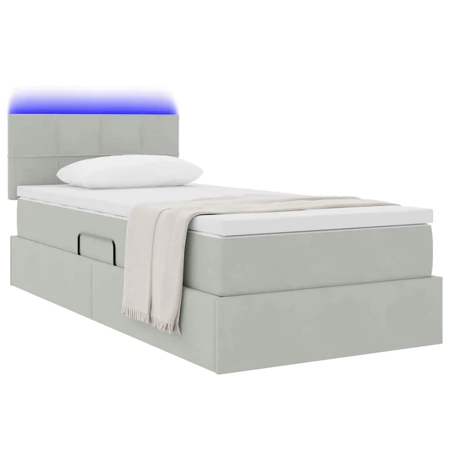 Lit de rangement LED avec matelas Gris clair 90 x 200 cm - 3
