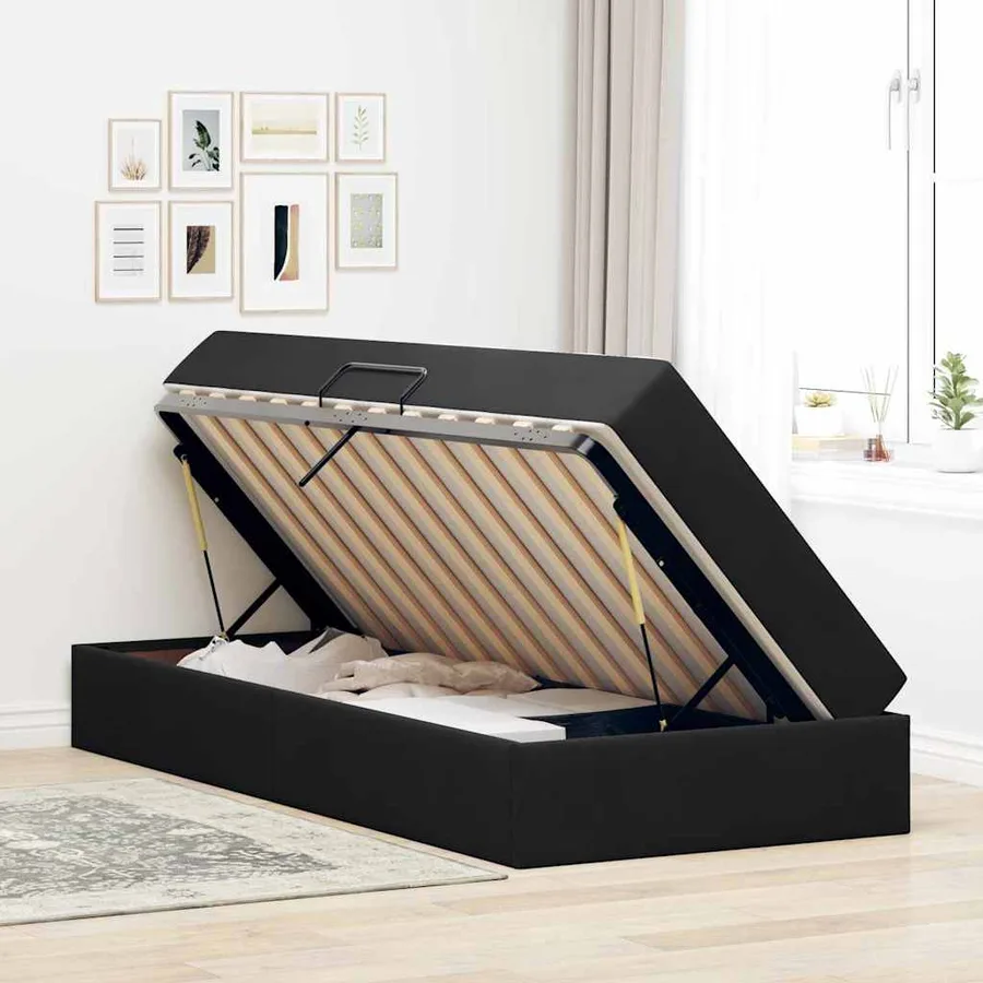 Lit avec rangement et matelas Noir 90 x 200 cm Velours - 4