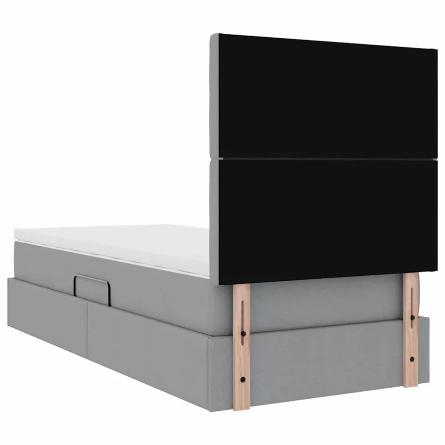 Lit de rangement LED avec matelas Gris clair 90 x 190 cm Tissu - 12