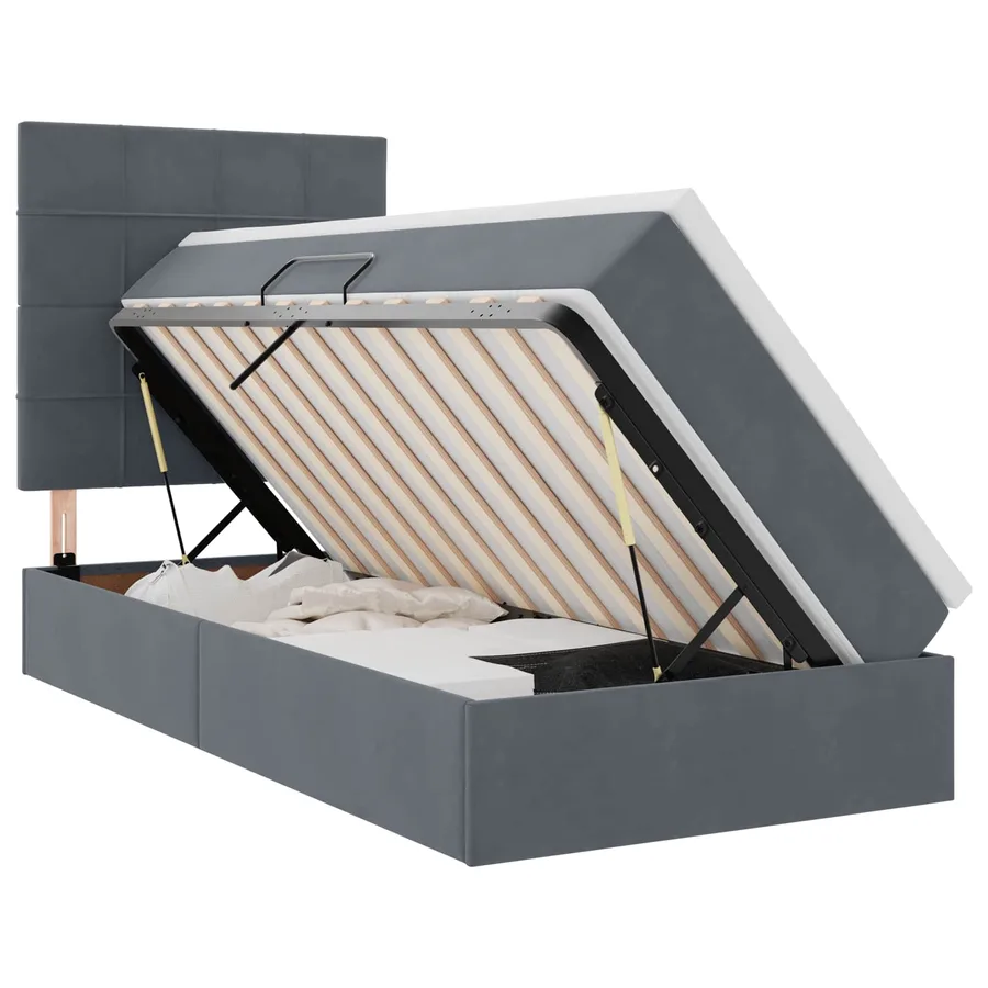 Lit de rangement LED avec matelas Gris foncé 90 x 200 cm - 2