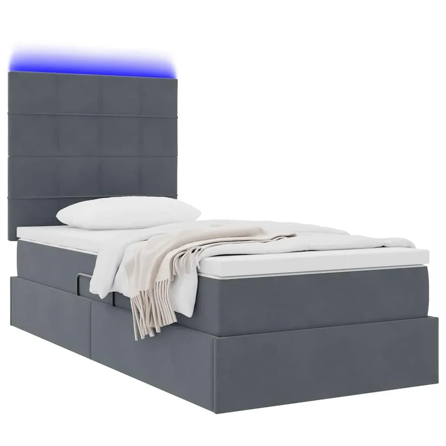Lit de rangement LED avec matelas Gris foncé 90 x 200 cm - 3