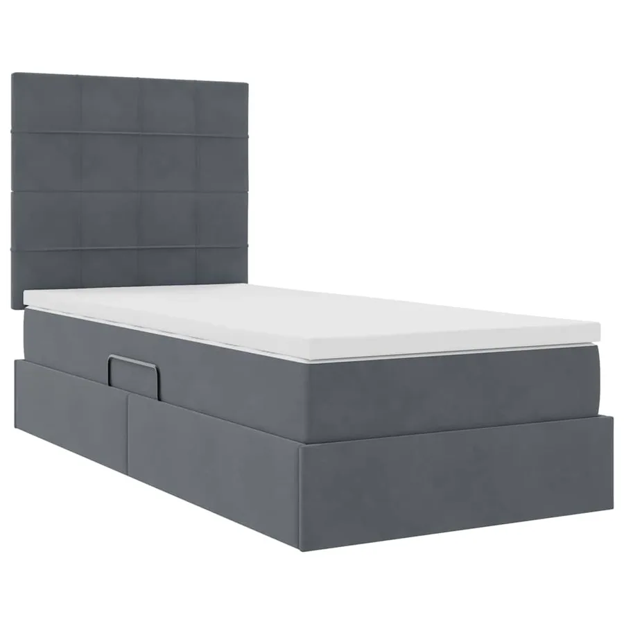 Lit de rangement LED avec matelas Gris foncé 90 x 200 cm - 6